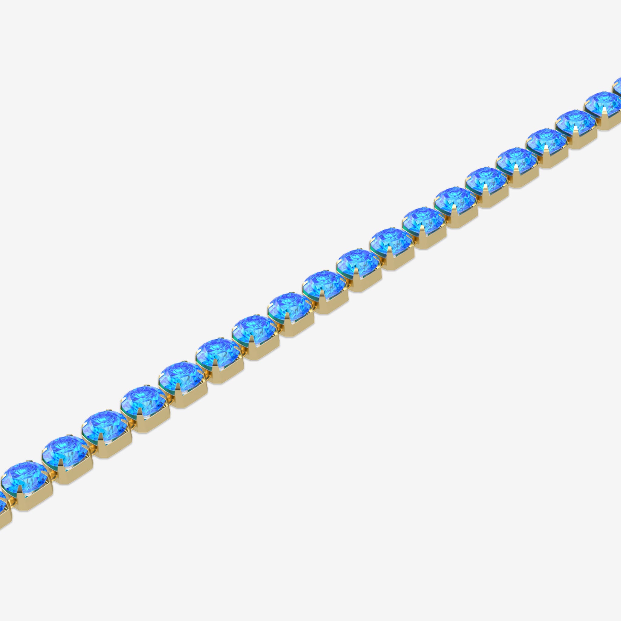 Bracelet with blue gemstones on a white background