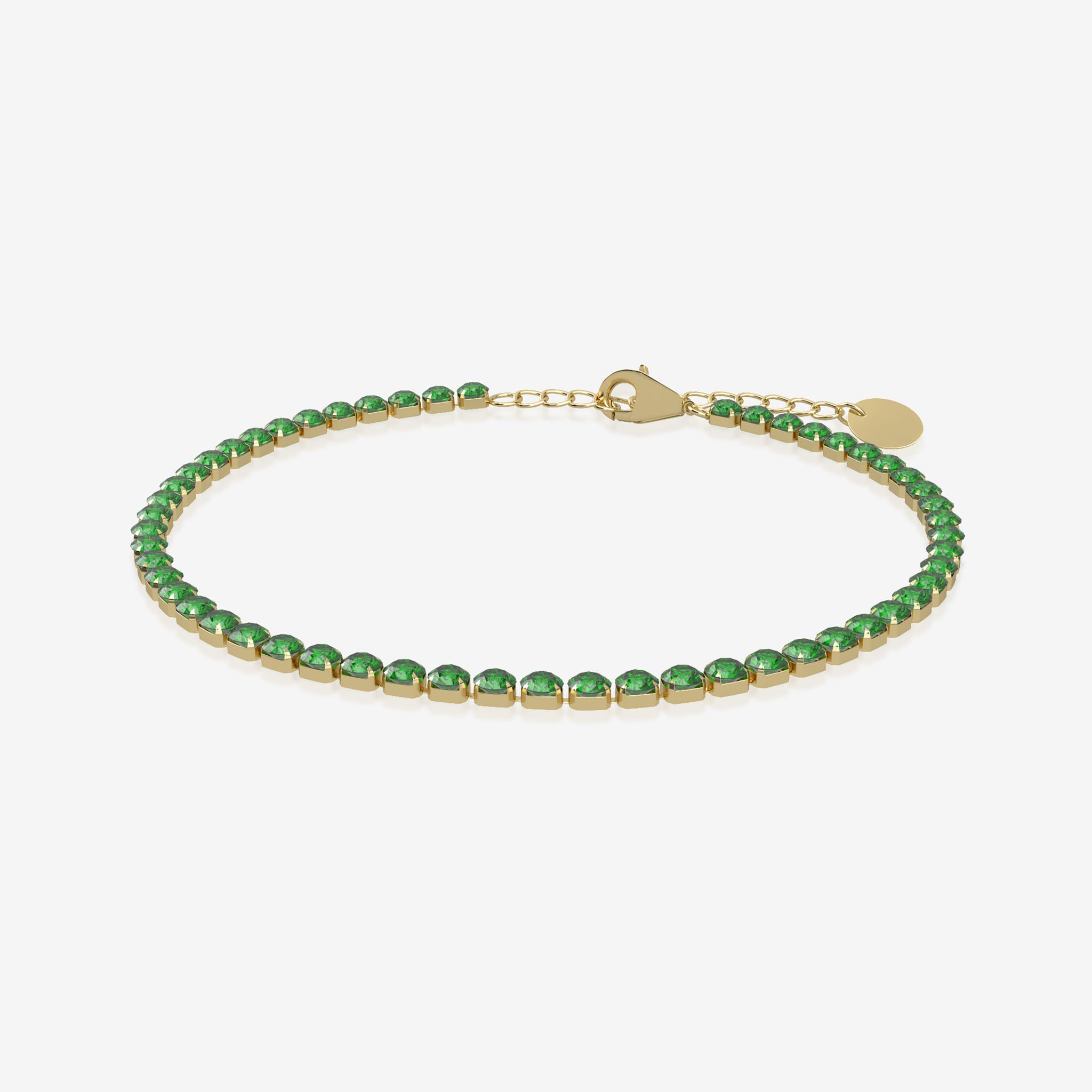Emerald birthstone tennis bracelet in gold