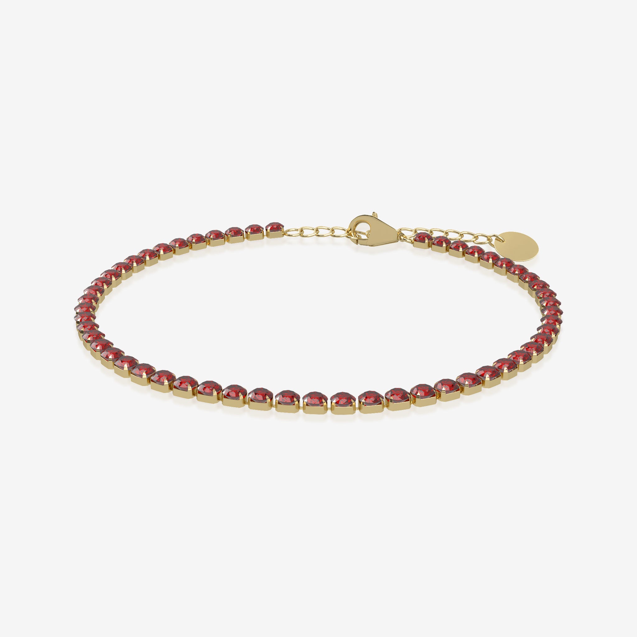 Garnet birthstone tennis bracelet in gold
