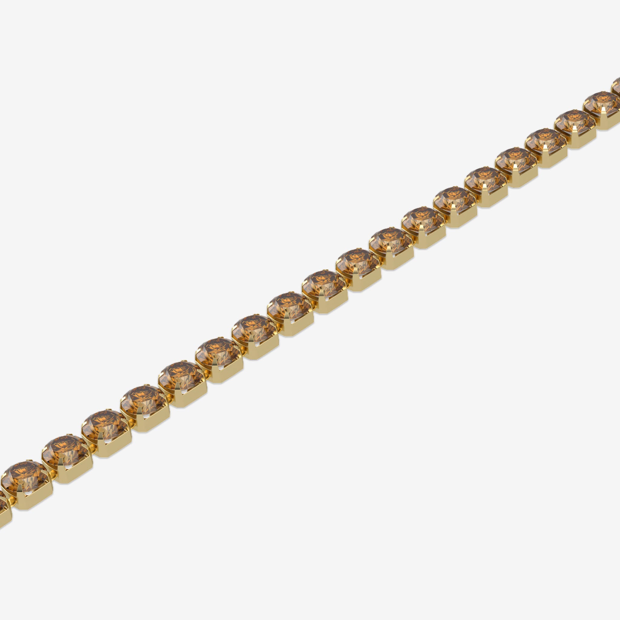 Gold bracelet with brown gemstones on a white background