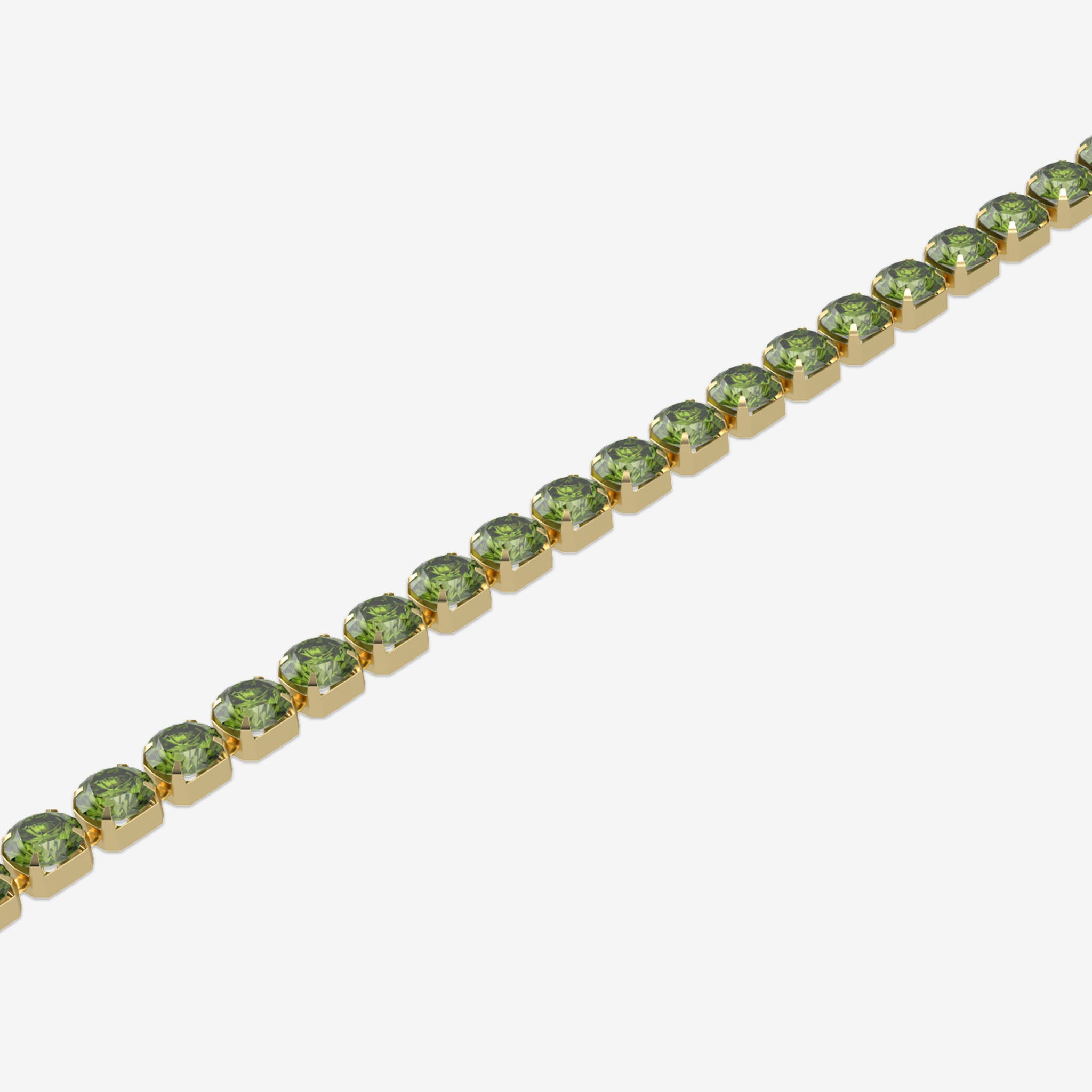 Green gemstone bracelet on a white background