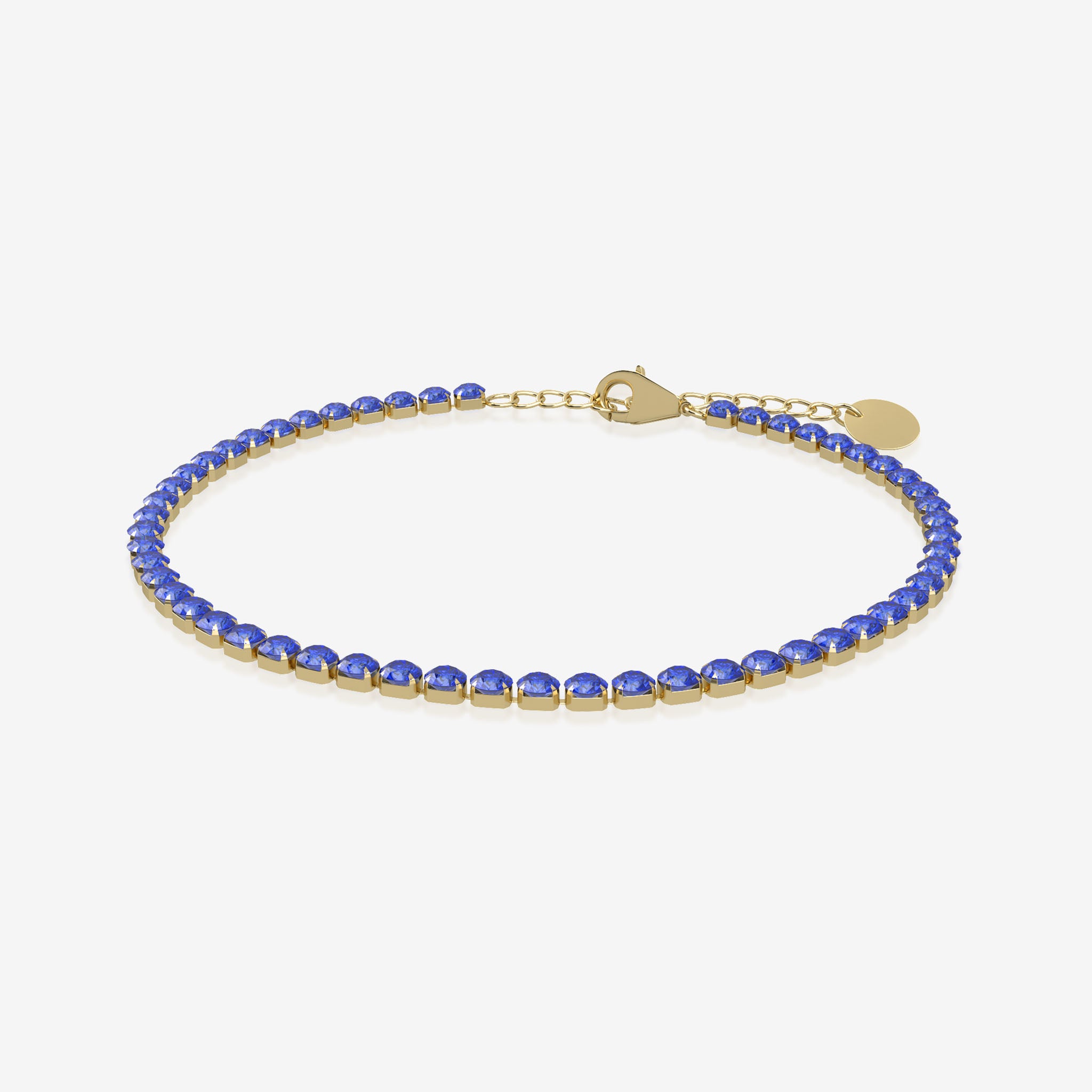 Sapphire birthstone tennis bracelet in gold