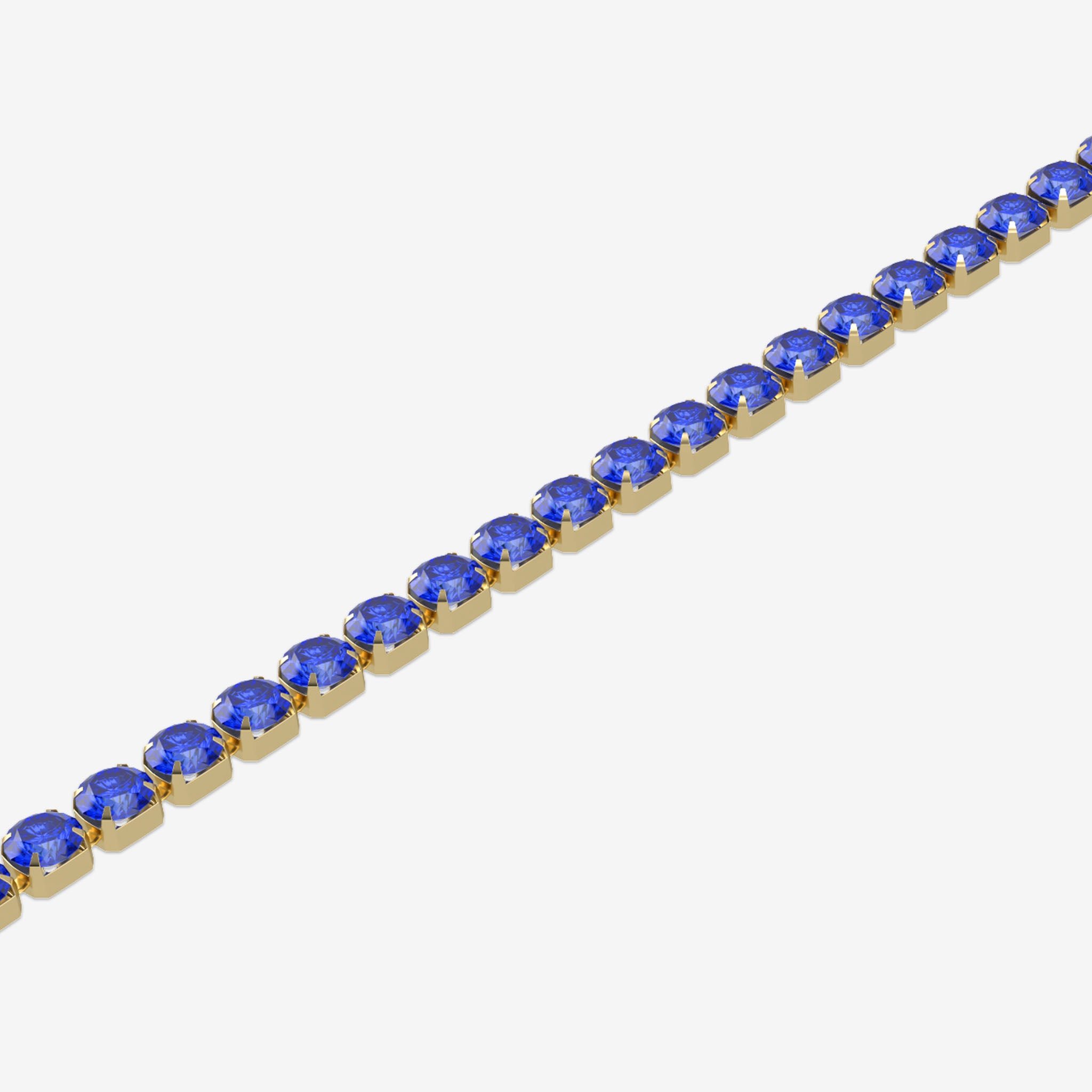 Bracelet with blue gemstones on a white background