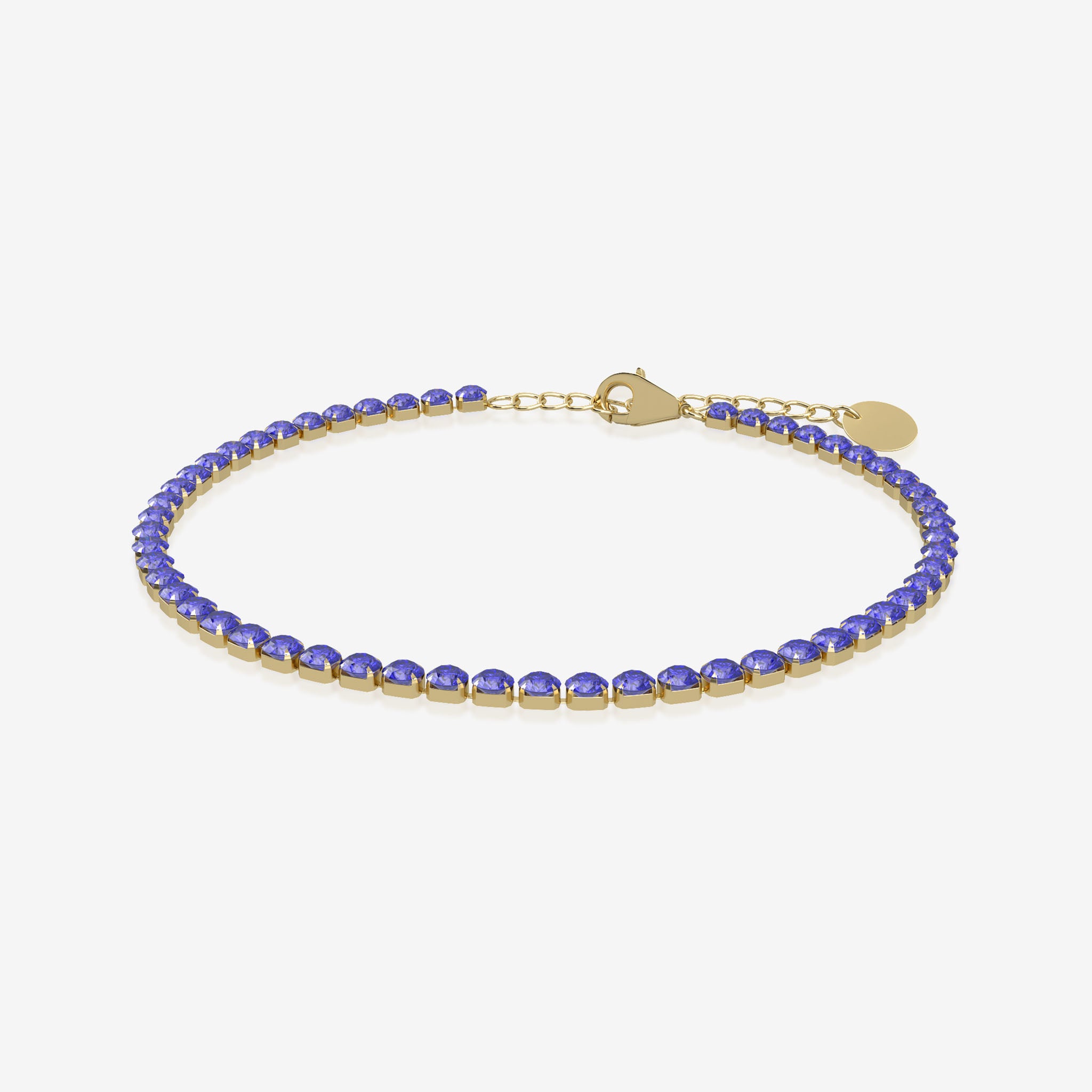 Tanzanite birthstone tennis bracelet in gold