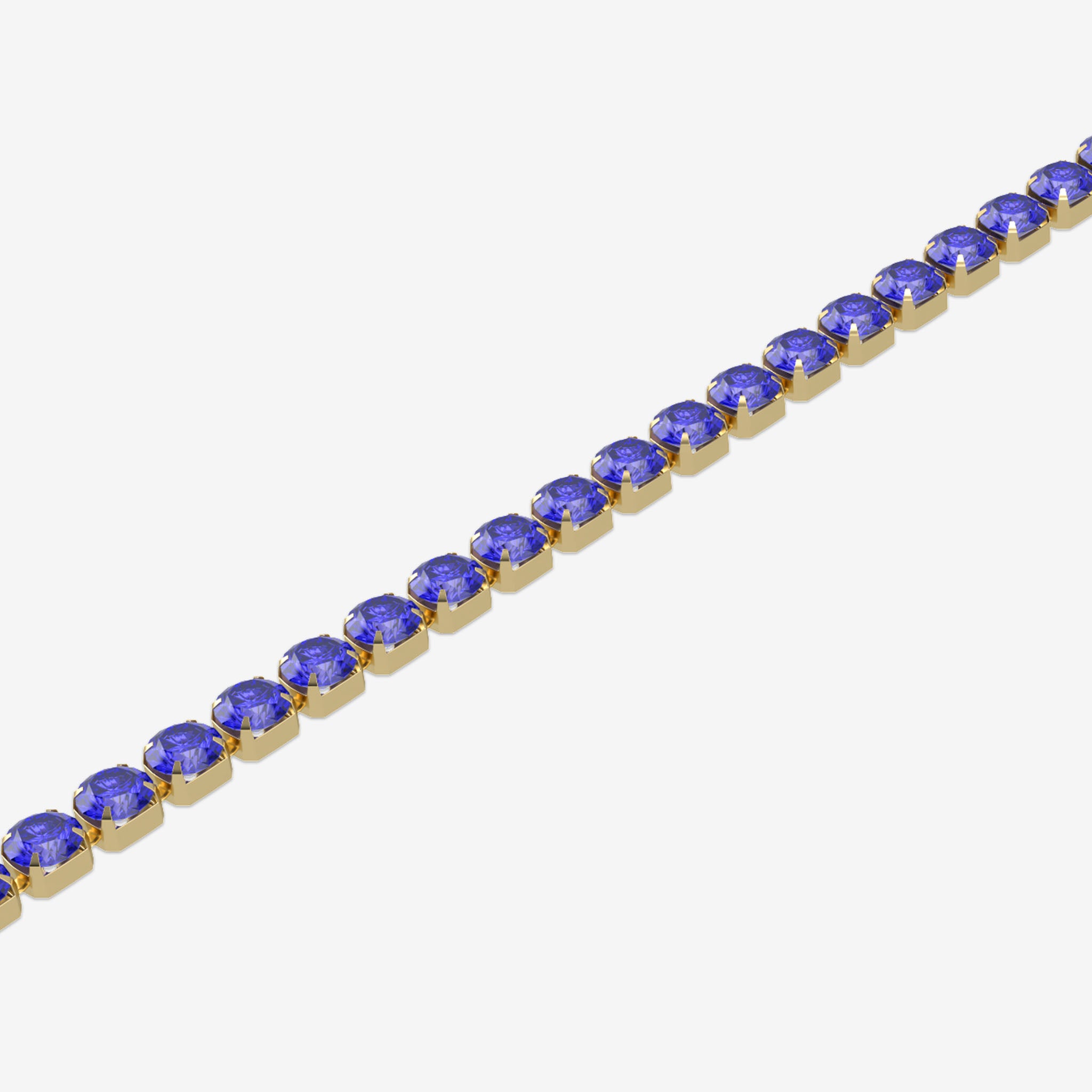 Bracelet with blue gemstones on a white background