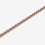 Bracelet with pink gemstones on a white background