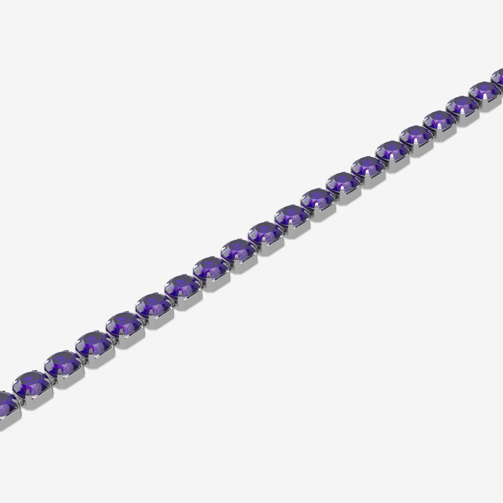 Bracelet with purple gemstones on a white background