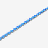 Blue gemstone bracelet in silver on a white background