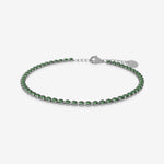 Emerald birthstone tennis bracelet in silver