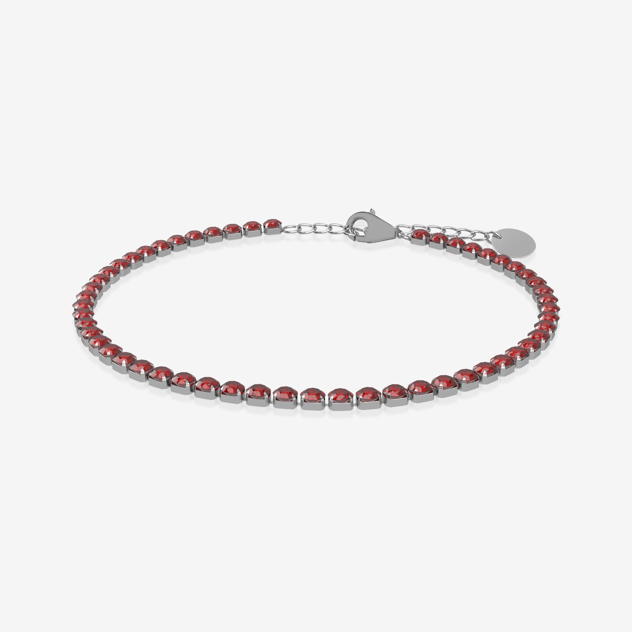 garnet birthstone tennis bracelet in silver