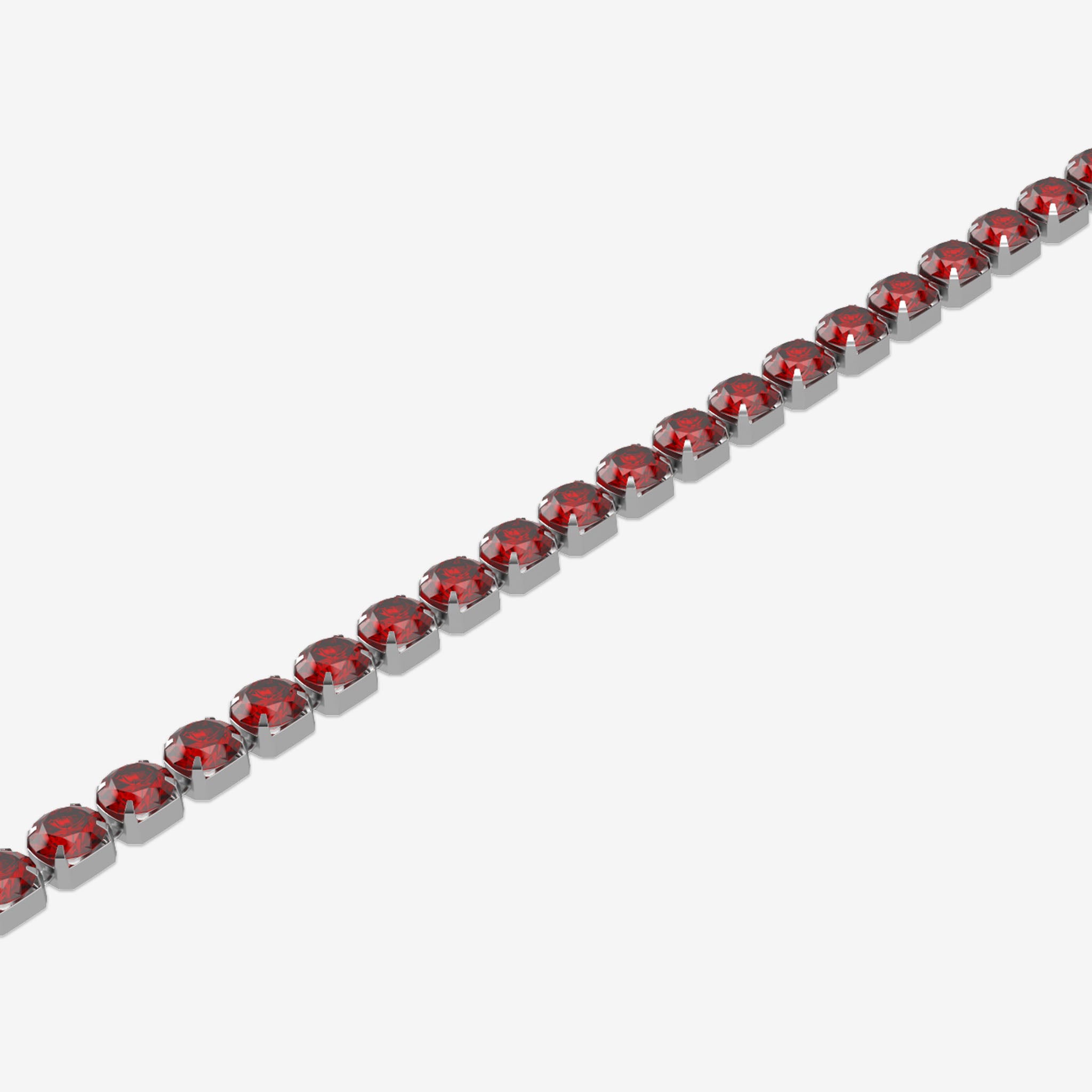 Bracelet with red gemstones on a white background