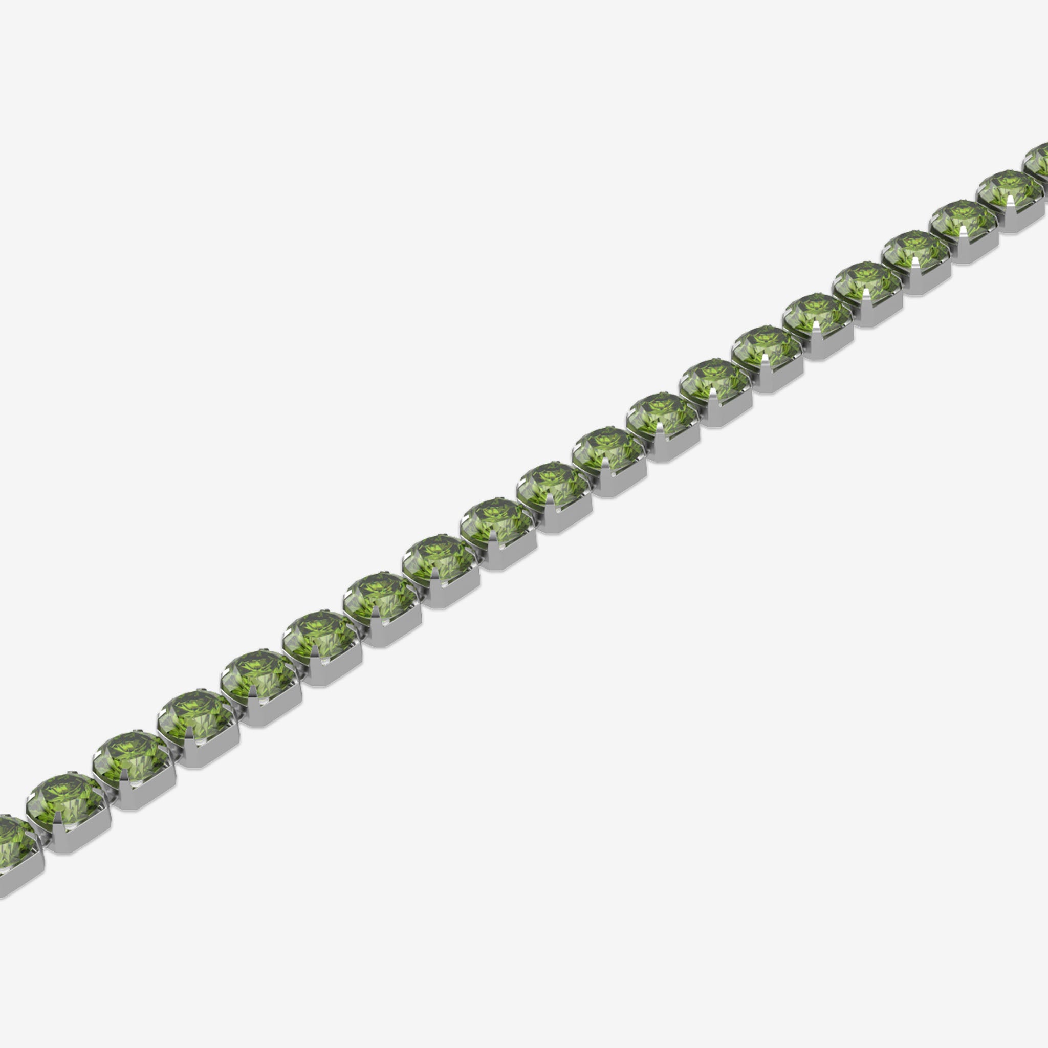 Green gemstone bracelet on a white background