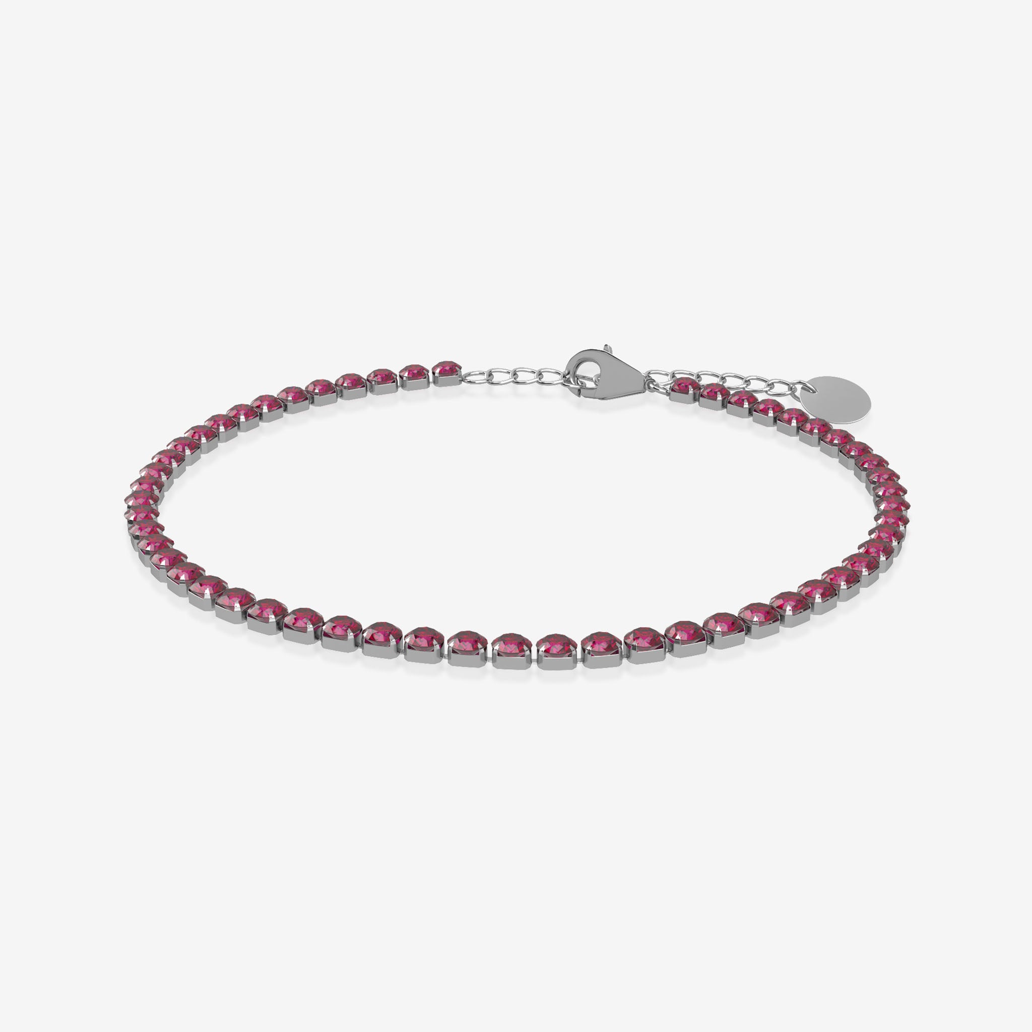 ruby birthstone tennis bracelet in silver