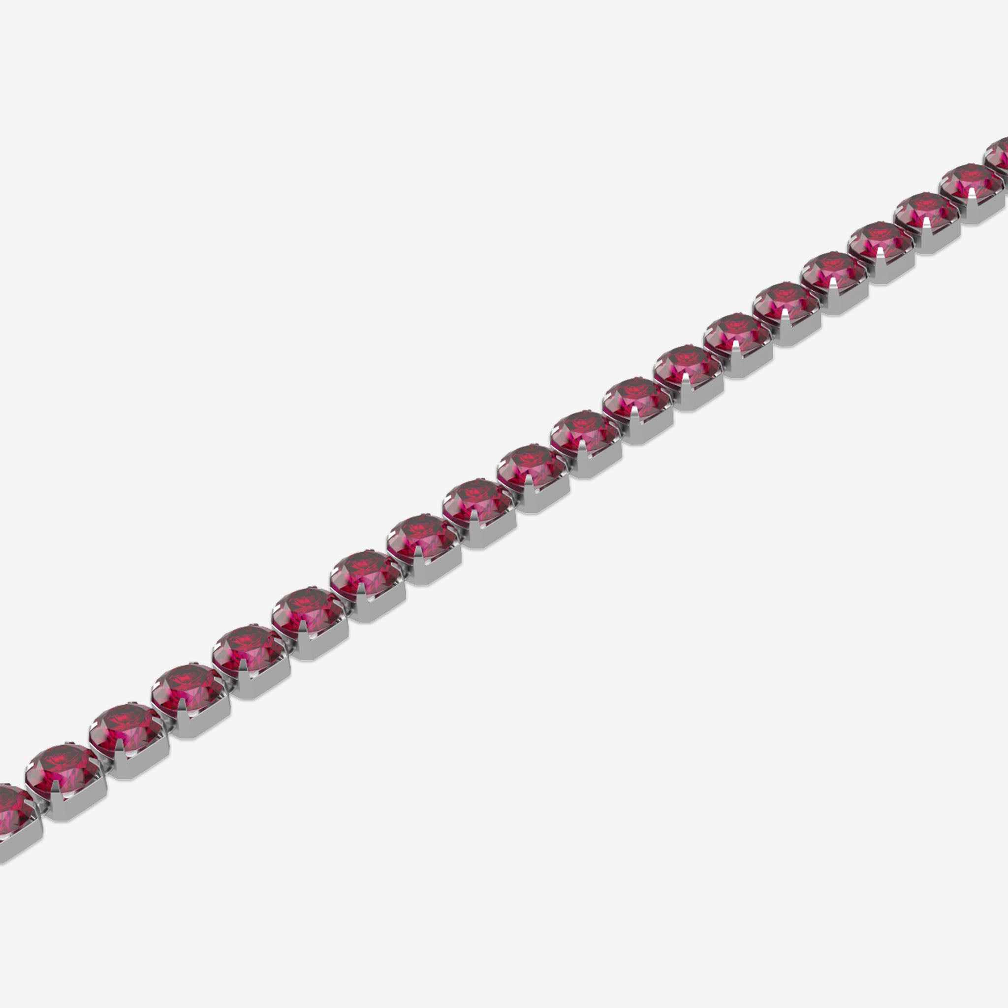 Bracelet with red gemstones on a white background