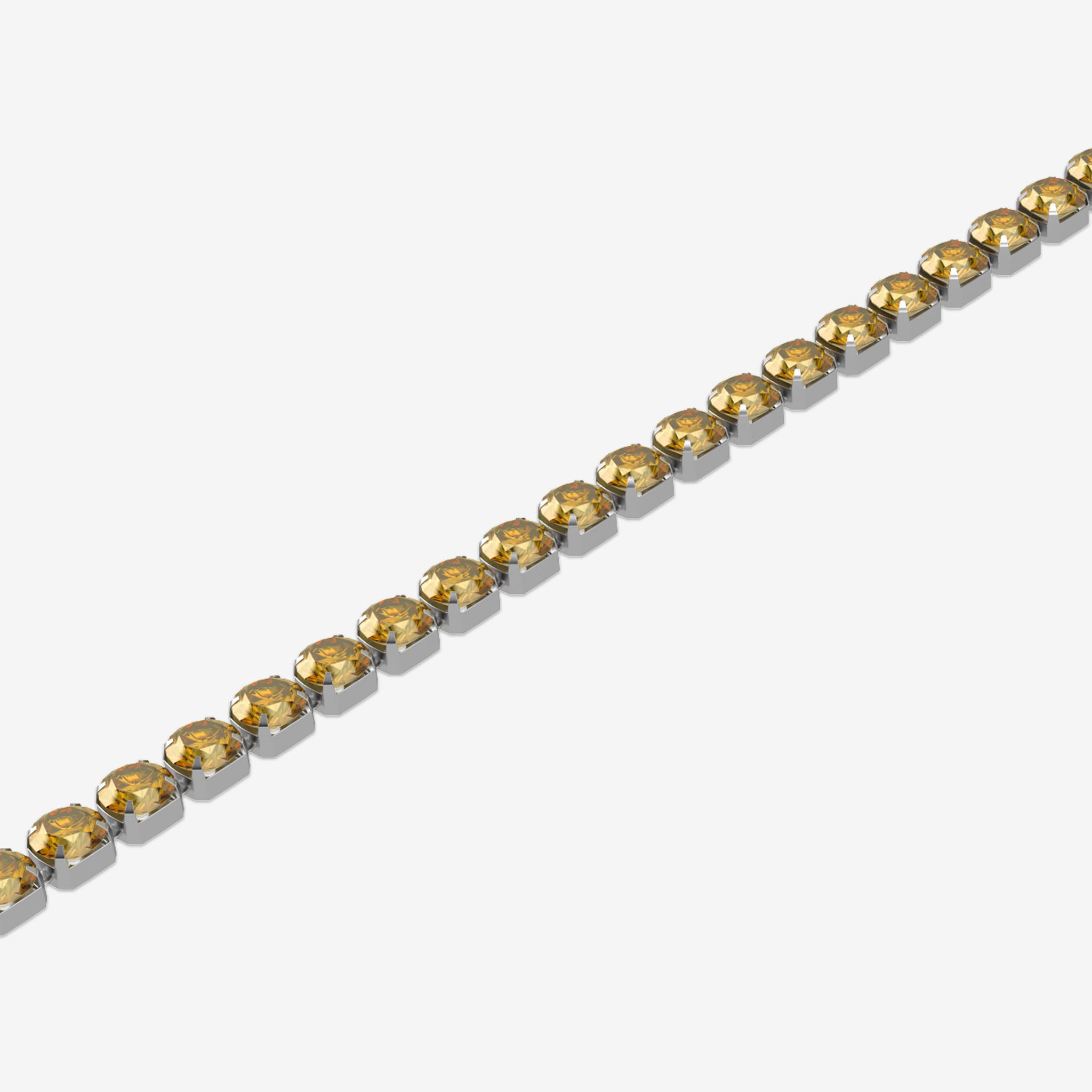 Gold bracelet with yellow gemstones on a white background