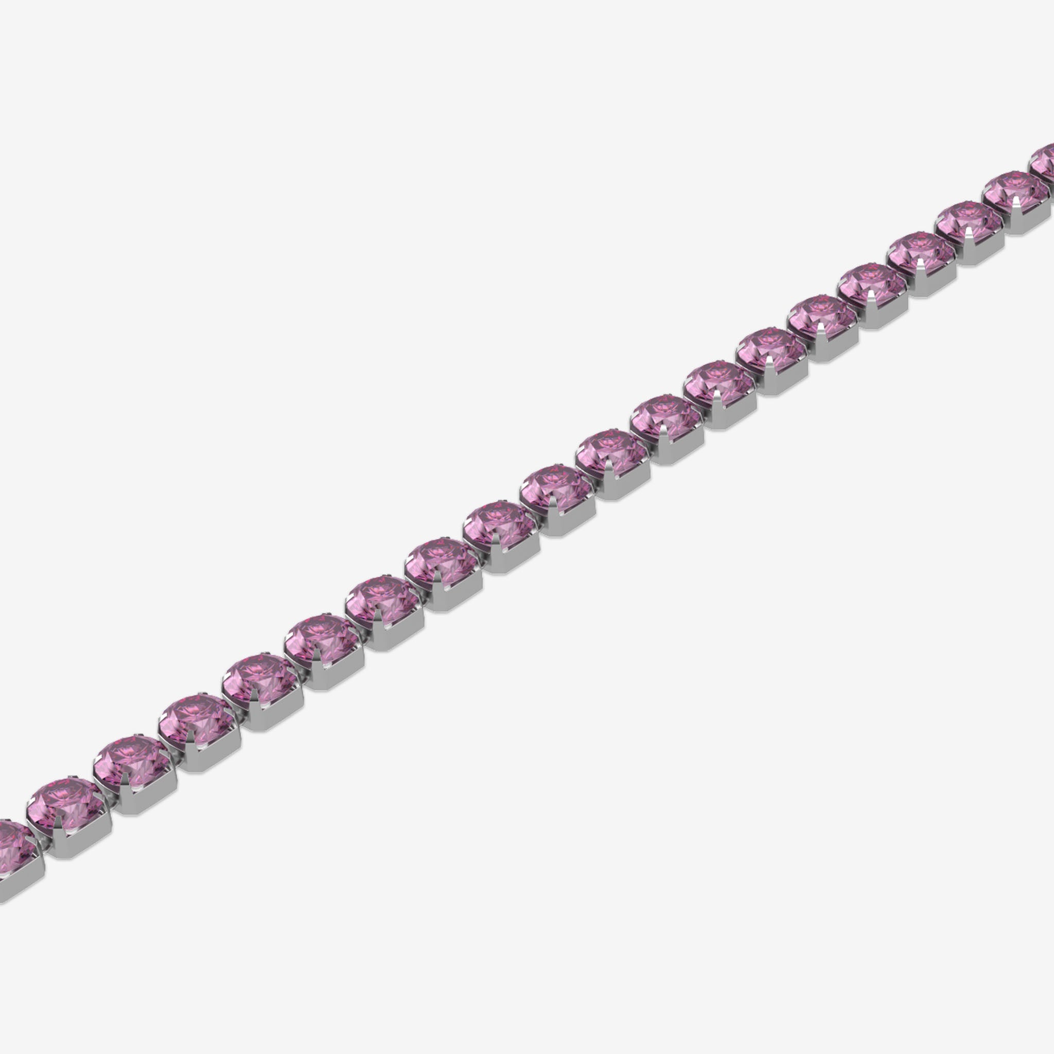 Bracelet with pink gemstones on a white background