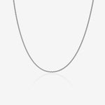 Silver chain necklace on a white background