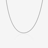 Silver chain necklace on a white background