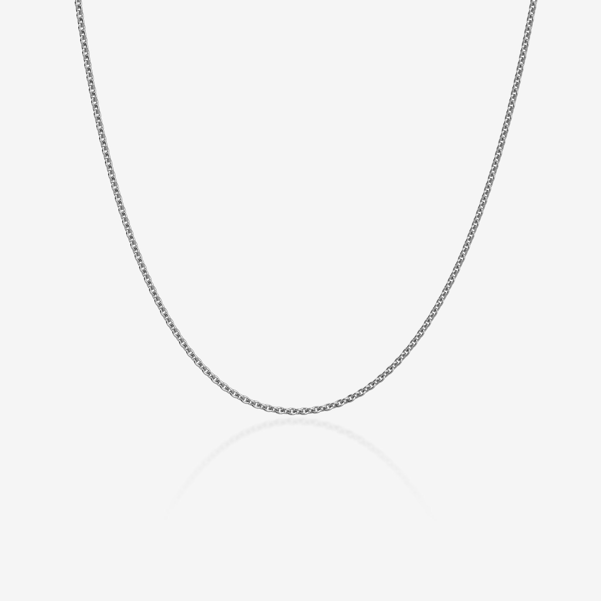 Silver chain necklace on a white background