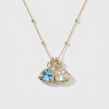 Double Birthstone Pendant Necklace (Gold)