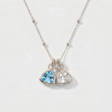 Double Birthstone Pendant Necklace (Silver)