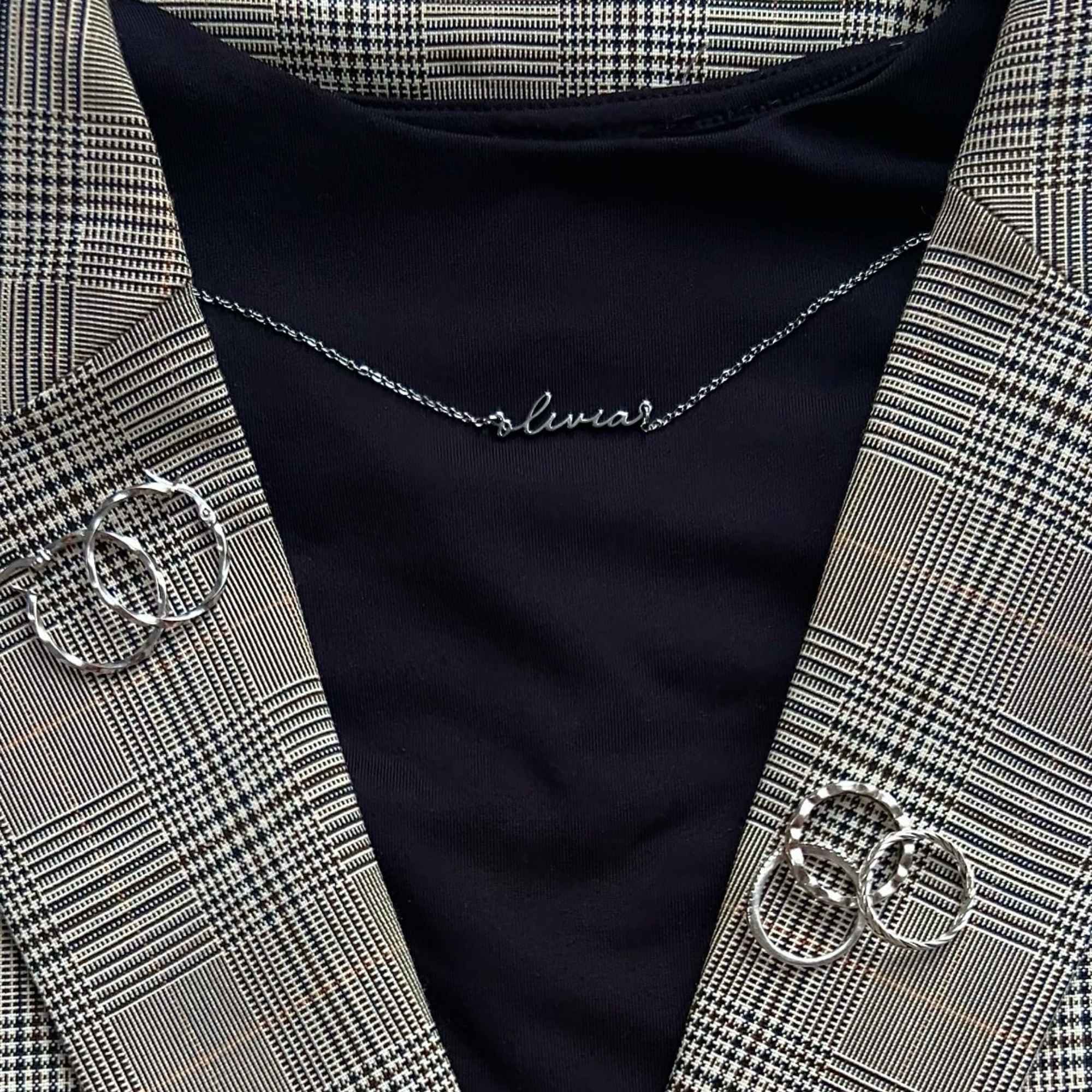 Personalised jewellery womens dainty name necklace in silver