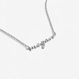custom name necklace in dainty font personalised in silver
