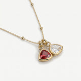 Double Birthstone Pendant Necklace (Gold)