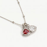 Double Birthstone Pendant Necklace (Silver)