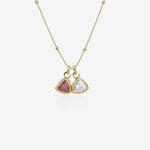 Necklace with two triangular pendants on a white background