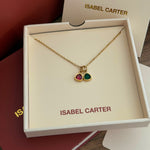 Double birthstone pendant necklace in gold