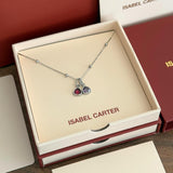 Necklace with double birthstone pendants in an Isabel Carter box