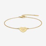 engravable love heart bracelet in gold perfect gift