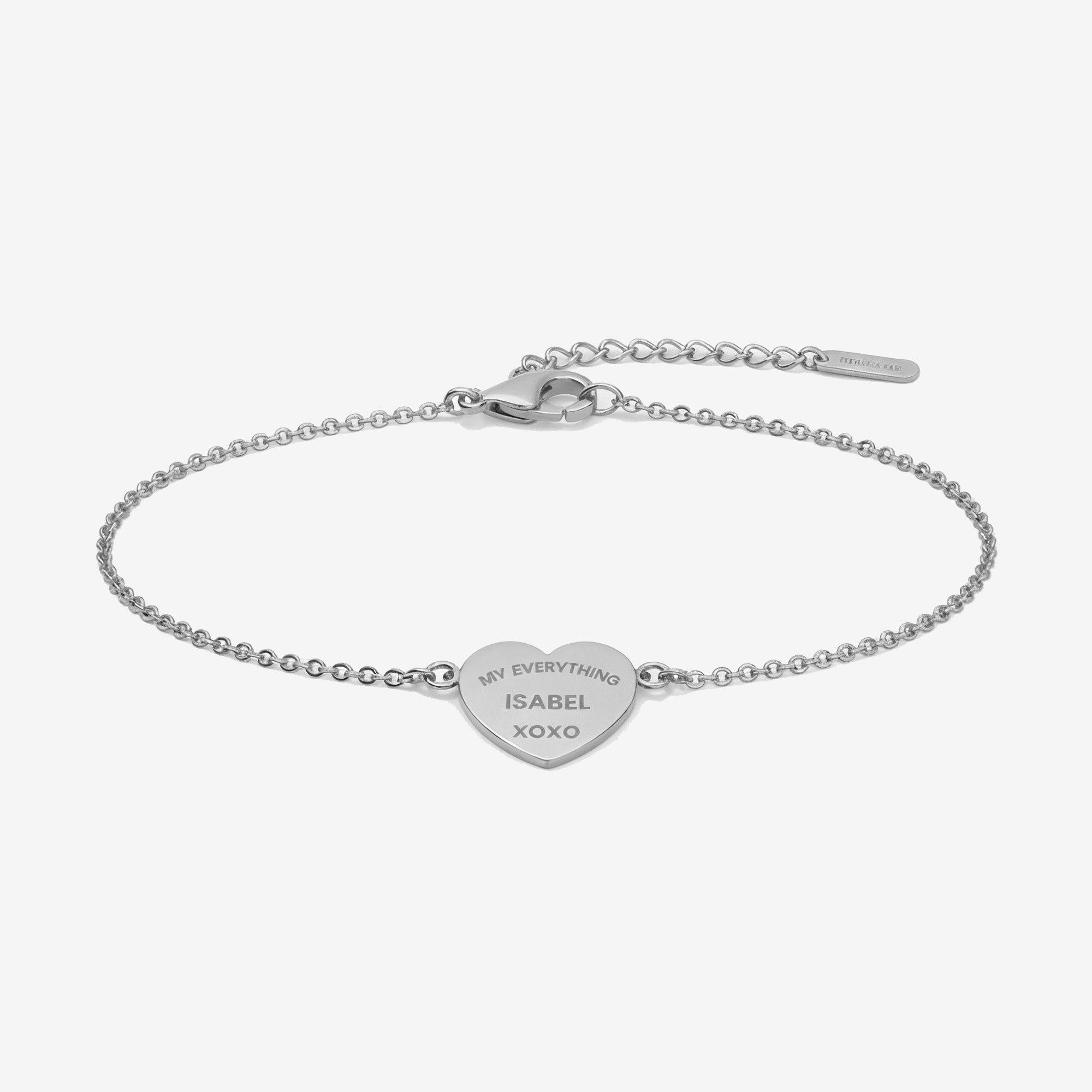 engravable love heart bracelet in silver perfect gift
