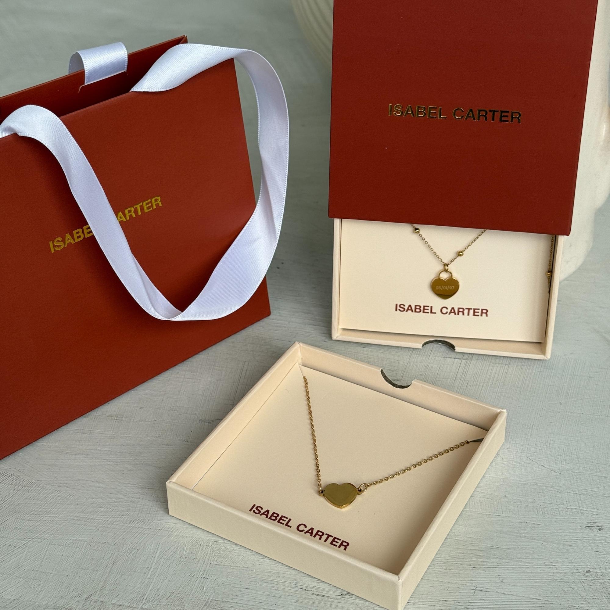 engravable love heart necklace in gold