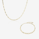 Paperclip Necklace & Bracelet Set (Gold)