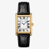 Isabel Carter Recentangle Tank Watch in Metal Gold & Genuine Leather (Sainte Watch)