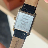Sainte Gold Leather Tank Watch Engraving