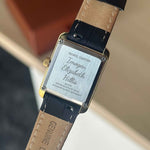 Sainte Gold Leather Tank Watch Engraved