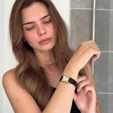Sainte Gold Leather Tank Watch