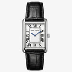 Isabel Carter Recentangle Tank Watch in Metal Silver & Genuine Leather (Sainte Watch)