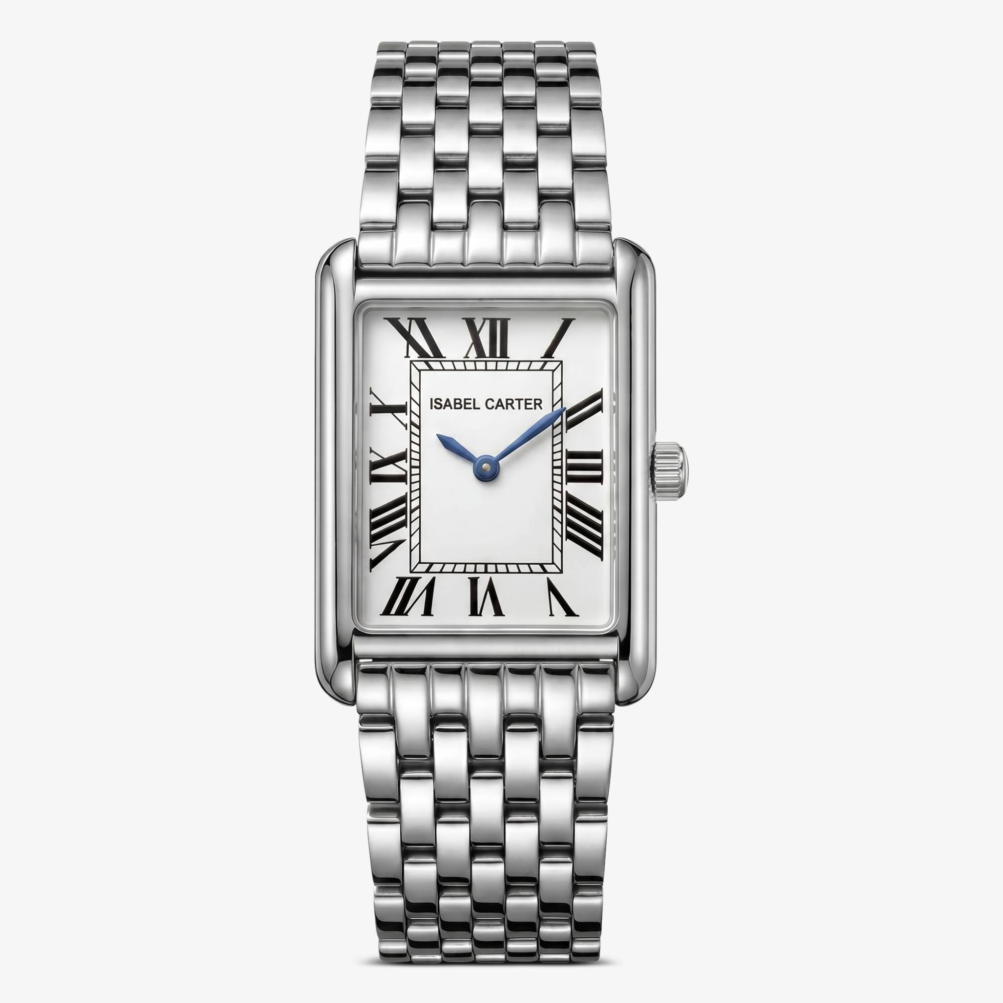 Isabel Carter Recentangle Tank Watch in Metal Silver (Sainte Watch)