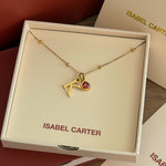 Initial Necklace with Birthstone Pendant in Gold