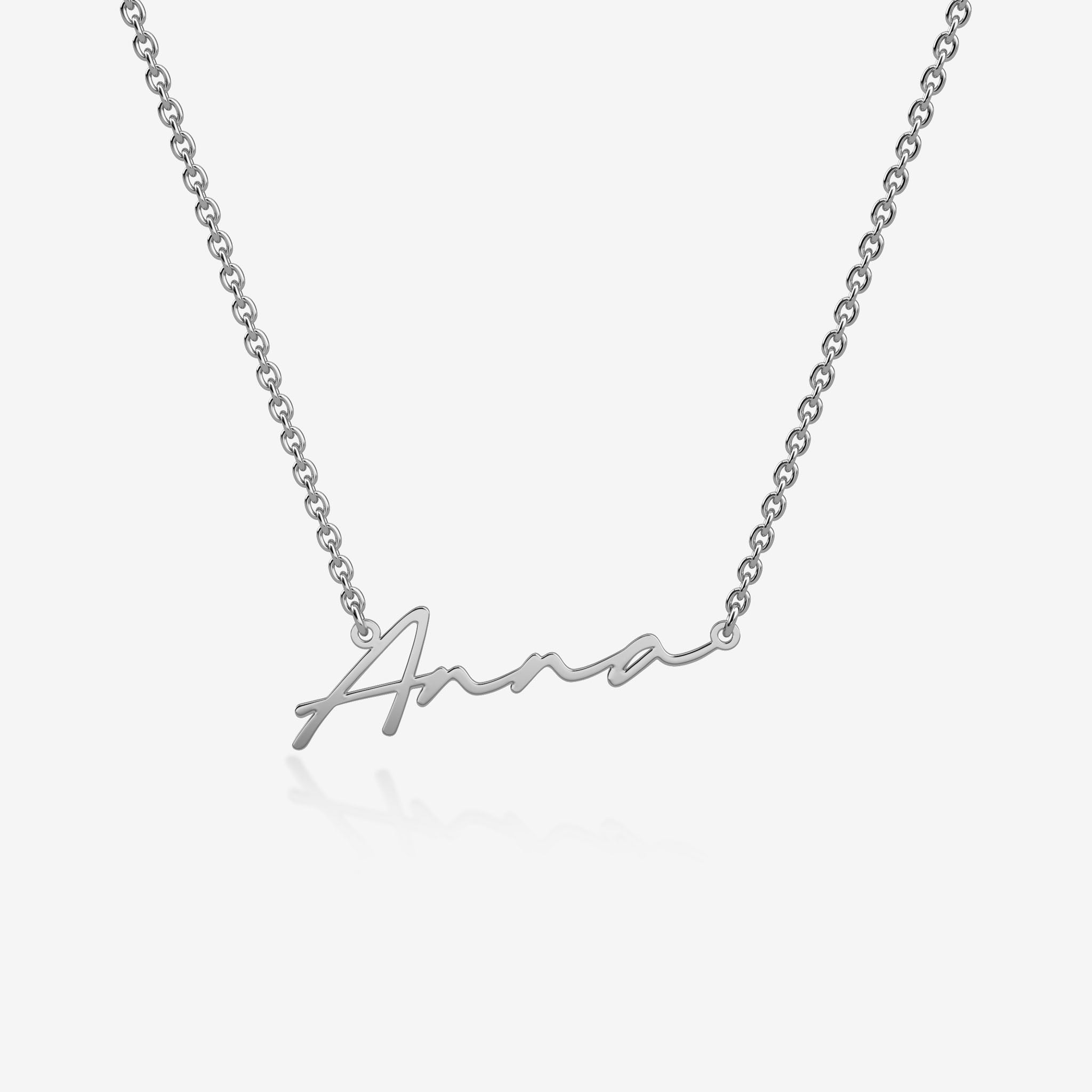 Silver 'Anna' necklace on a white background