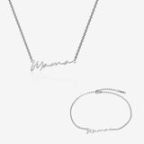 Mama Necklace & Bracelet Set (Silver)