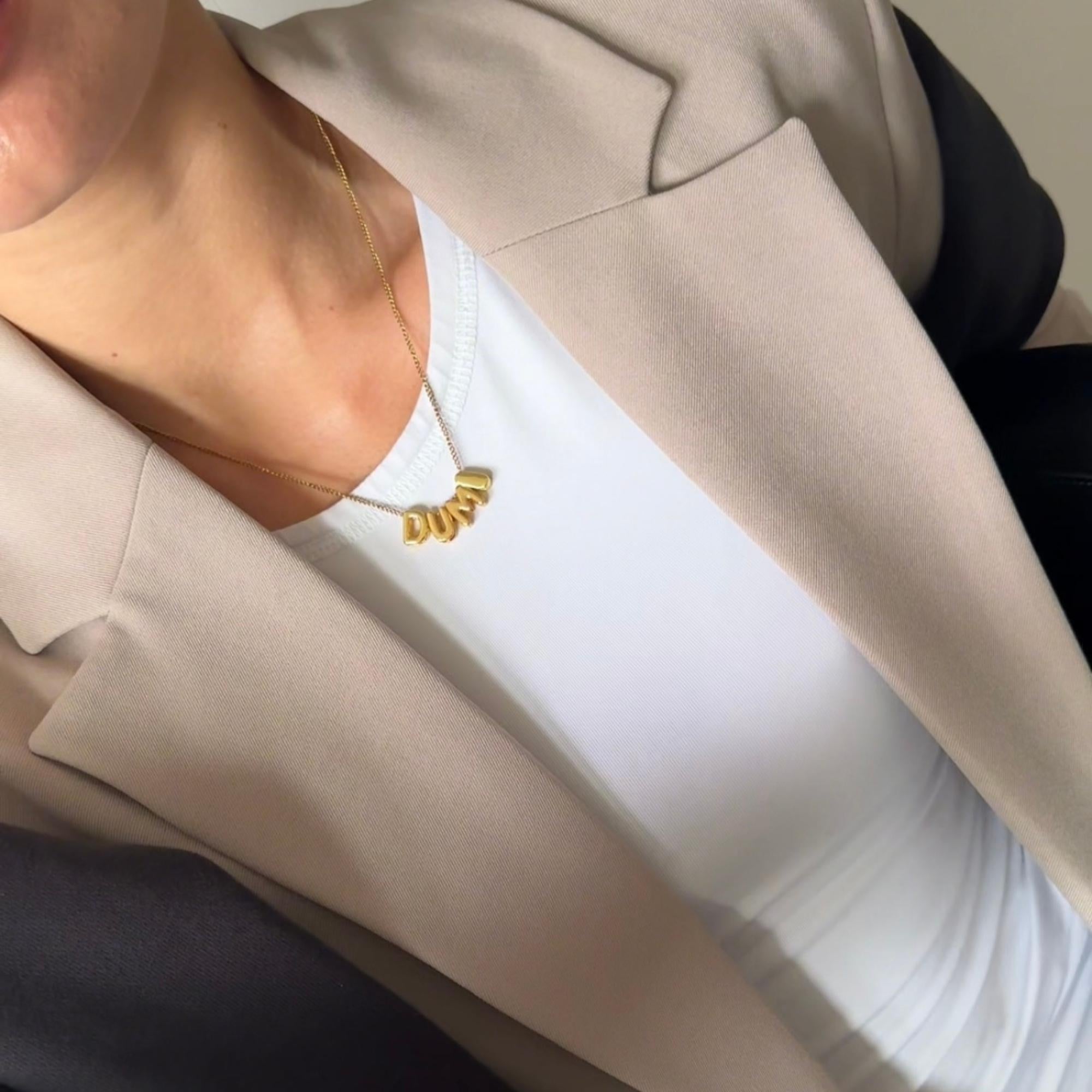 Personalised jewellery womens soft bubble name necklace in gold