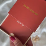 Personalised jewellery womens pearl gold clover name bracelet with Isabel Carter packaging