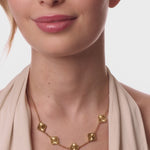 personalised womens jewellery in gold on model 
