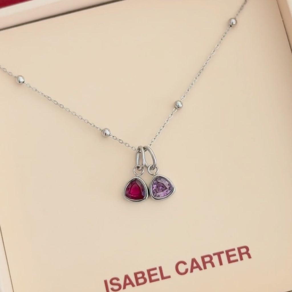 Double Birthstone Silver Necklace Video