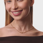 personalised womens jewellery in gold on model 